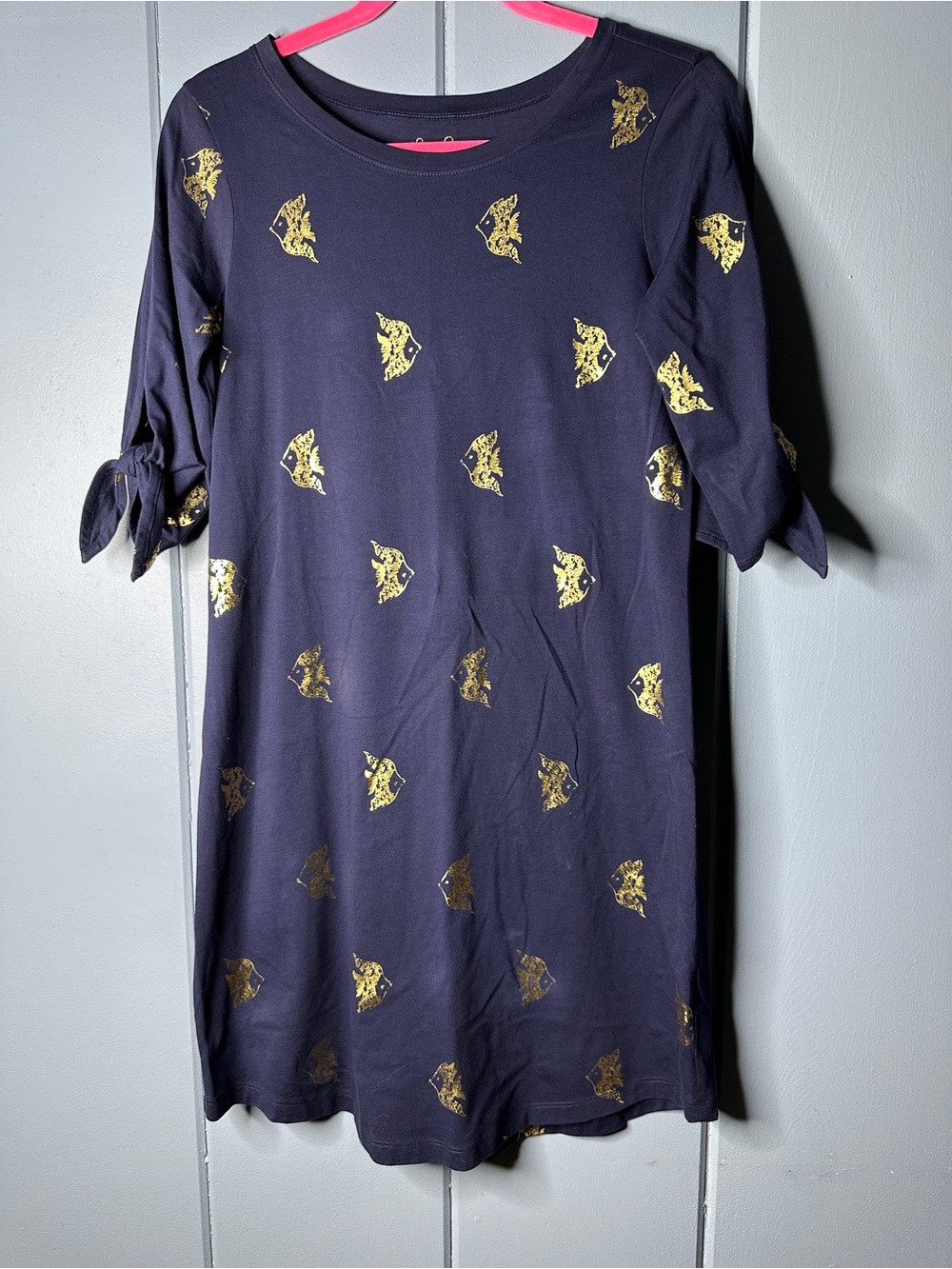 Lily Pulitzer Navy dress with Gold Fish Print